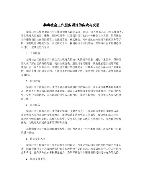 禁毒社会工作服务项目的实践与反思