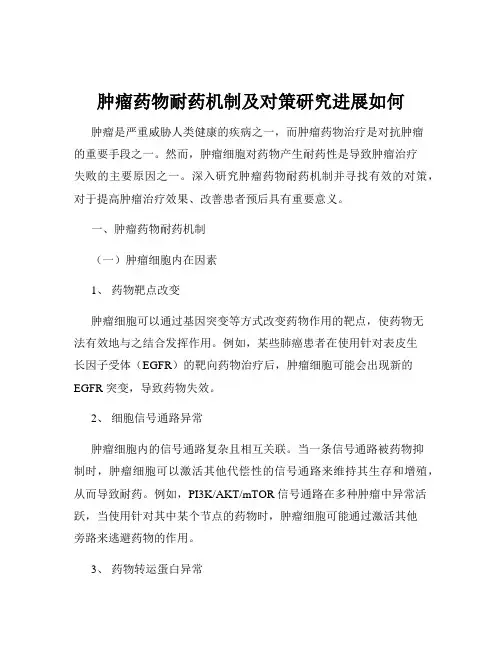 肿瘤药物耐药机制及对策研究进展如何