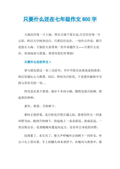 只要什么还在七年级作文800字
