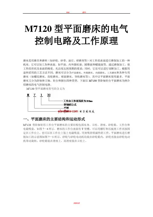 M7120型平面磨床的电气控制电路及工作原理