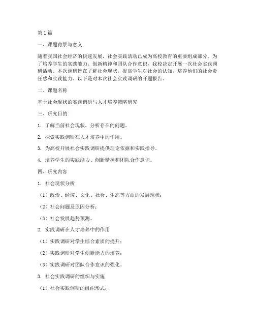 开题报告社会实践调研(2篇)