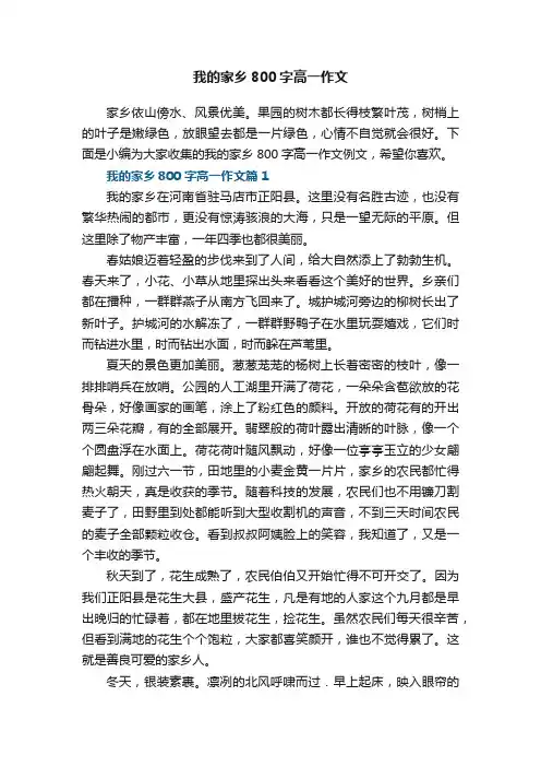我的家乡800字高一作文