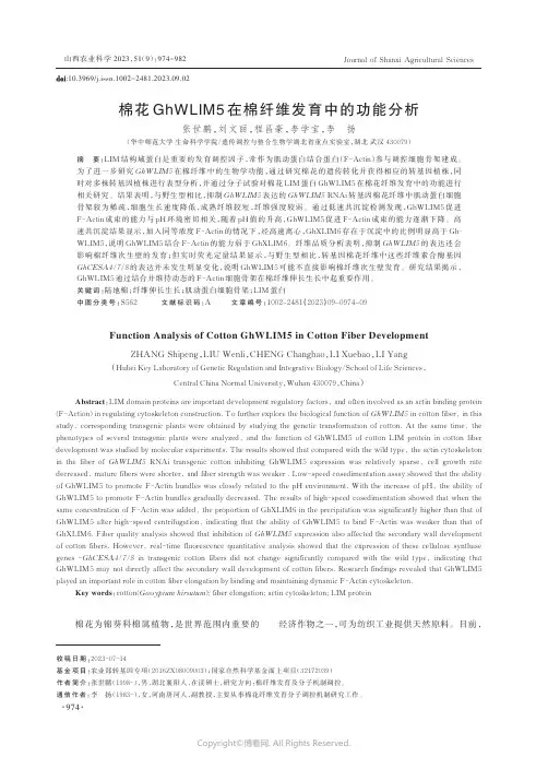 棉花GhWLIM5_在棉纤维发育中的功能分析