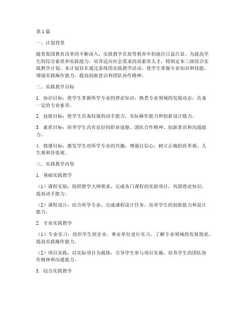 三级级综合实践教学计划(3篇)