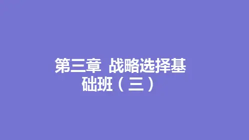 第三章  战略选择基础班-吕鹏讲义整理(三)