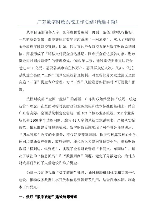 广东数字财政系统工作总结(精选4篇)
