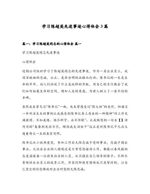 学习陈超英先进事迹心得体会3篇