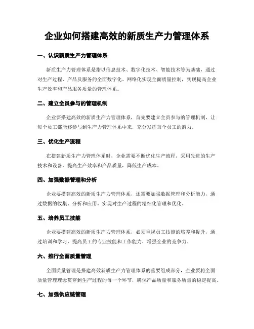 企业如何搭建高效的新质生产力管理体系