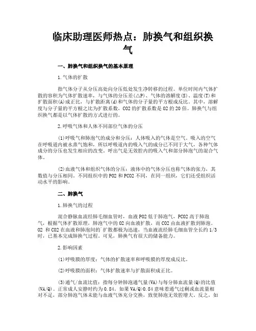 临床助理医师热点：肺换气和组织换气