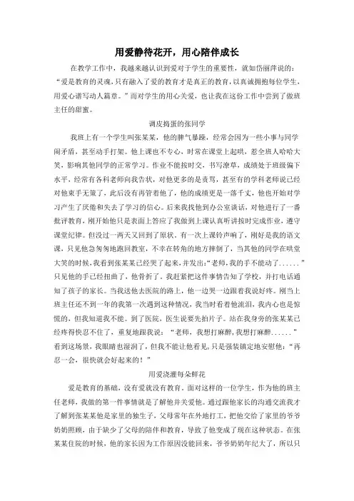 教育案例—用爱静待花开,用心陪伴成长