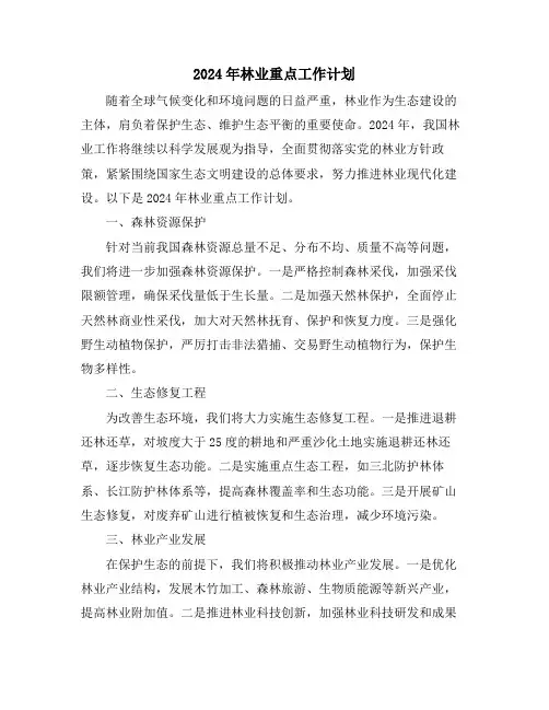 2024年林业重点工作计划