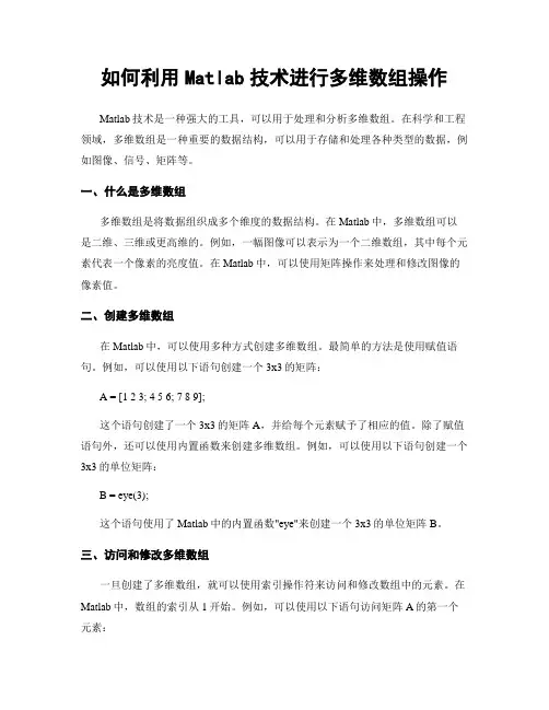 如何利用Matlab技术进行多维数组操作