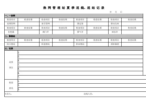 外网及换热站夏季巡检记录