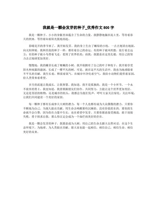 我就是一颗会发芽的种子_优秀作文800字
