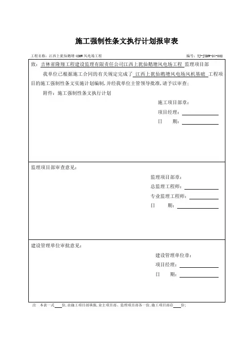 风机基础强制性条文执行计划