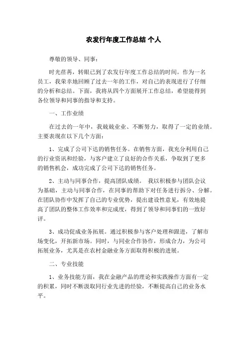 农发行年度工作总结 个人