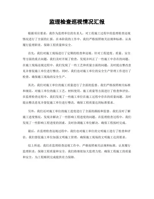 监理检查巡视情况汇报