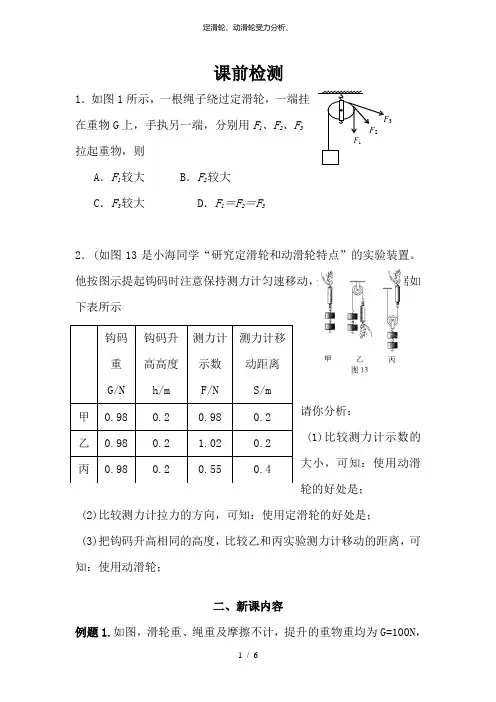 定滑轮、动滑轮受力分析、