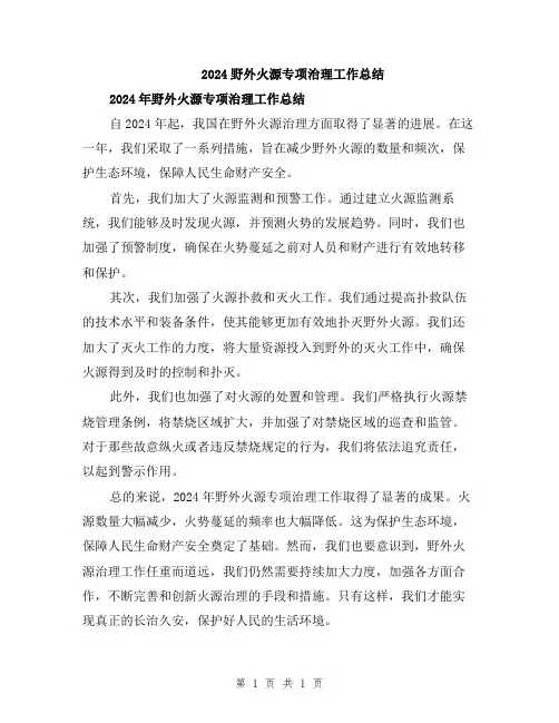 2024野外火源专项治理工作总结