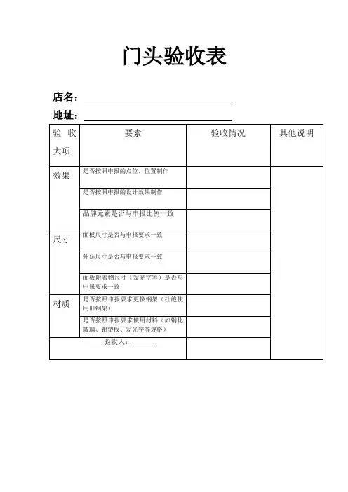 门头验收表