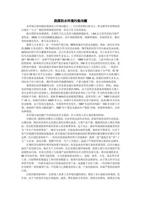 我国的水环境污染问题