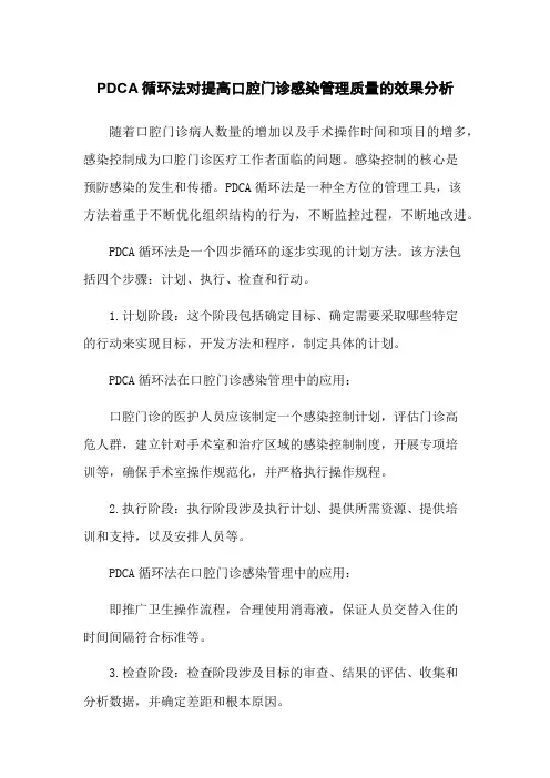 PDCA循环法对提高口腔门诊感染管理质量的效果分析