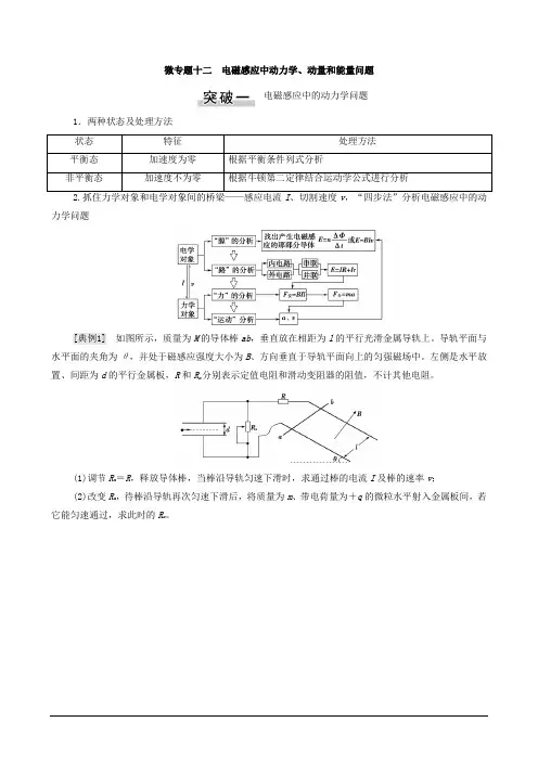 2022版高考物理一轮复习第10章电磁感应微专题12电磁感应中动力学动量和能量问题教案