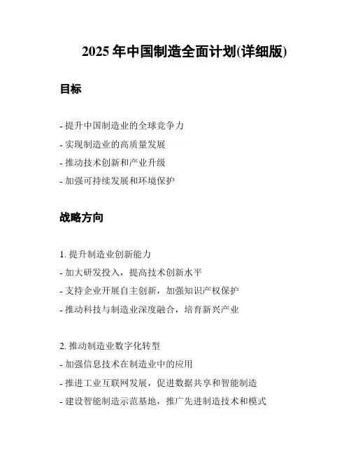 2025年中国制造全面计划(详细版)