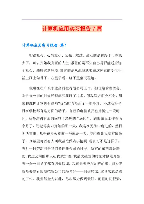 计算机应用实习报告7篇