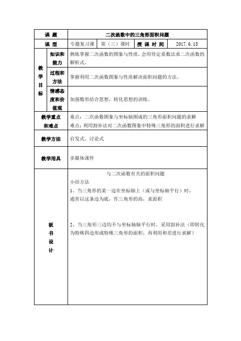 二次函数中的三角形面积问题