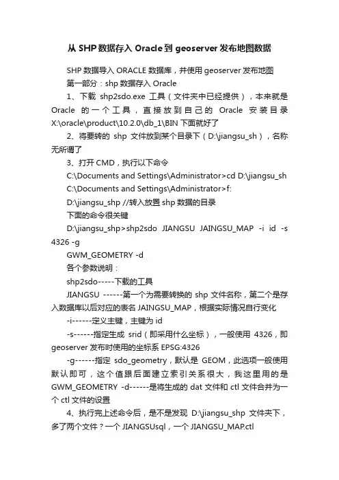 从SHP数据存入Oracle到geoserver发布地图数据