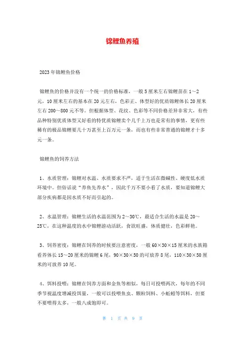 锦鲤鱼养殖
