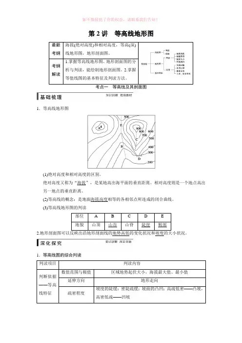 步步高2015届高考地理(人教版)一轮复习配套文档：必修1+第一章+第2讲 等高线地形