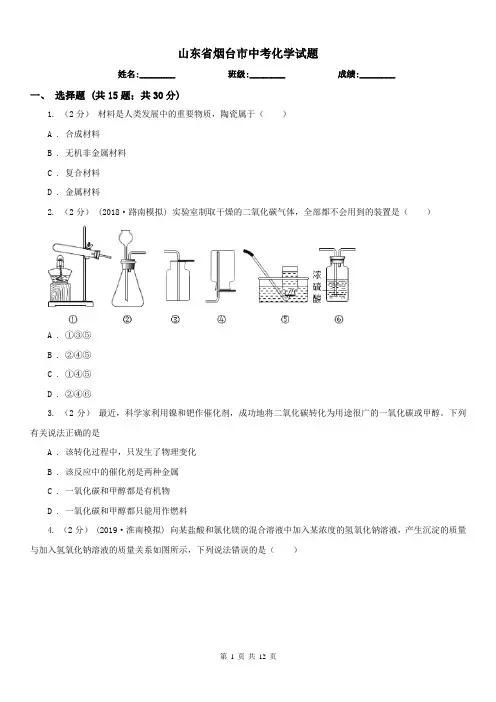 山东省烟台市中考化学试题 