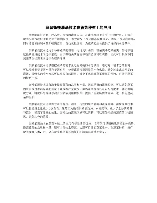 浅谈微喷灌溉技术在蔬菜种植上的应用