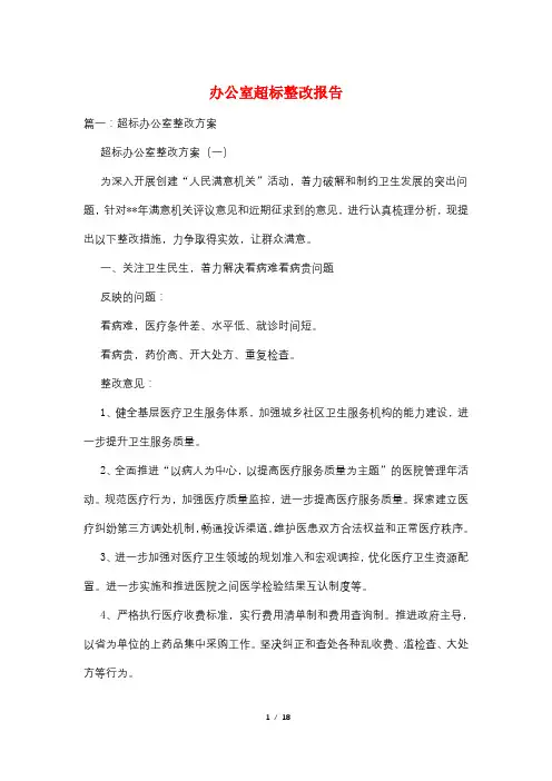 办公室超标整改报告