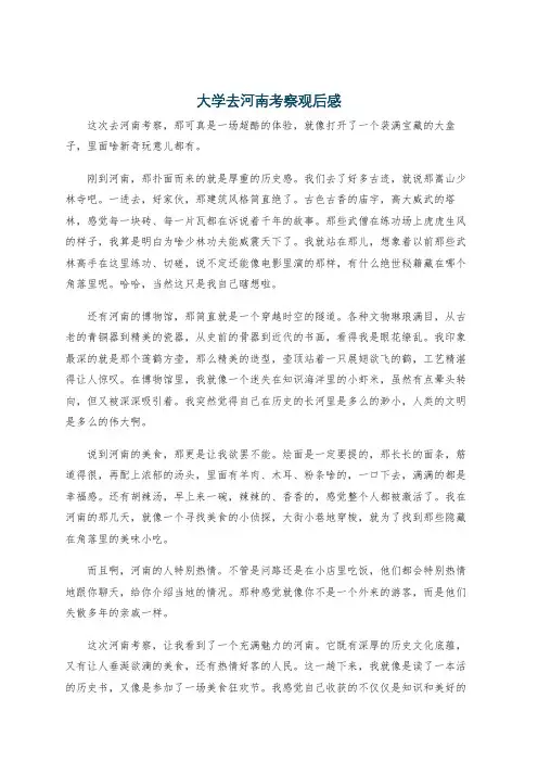 大学去河南考察观后感