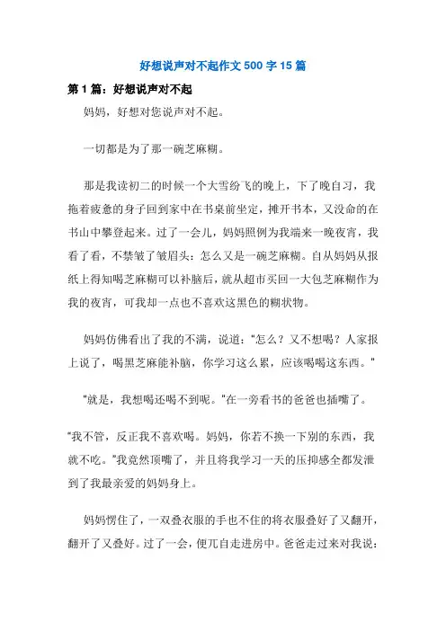 好想说声对不起作文500字15篇