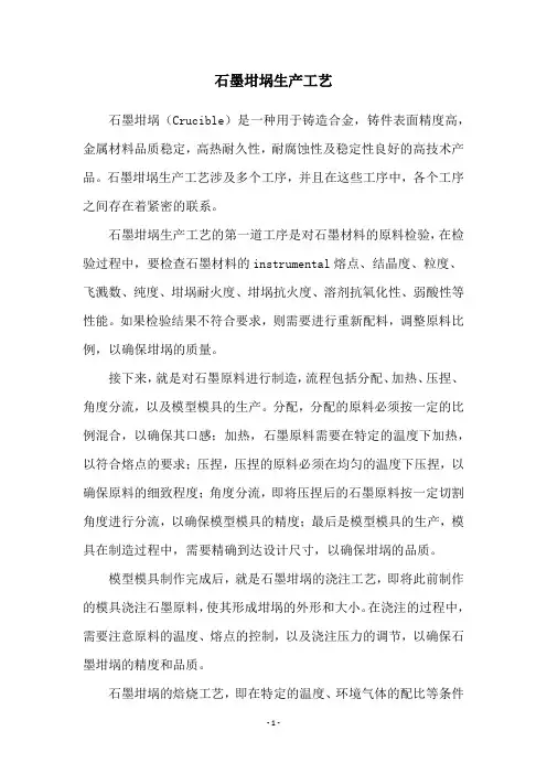 石墨坩埚生产工艺