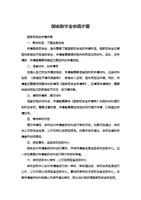 国家助学金的申请步骤
