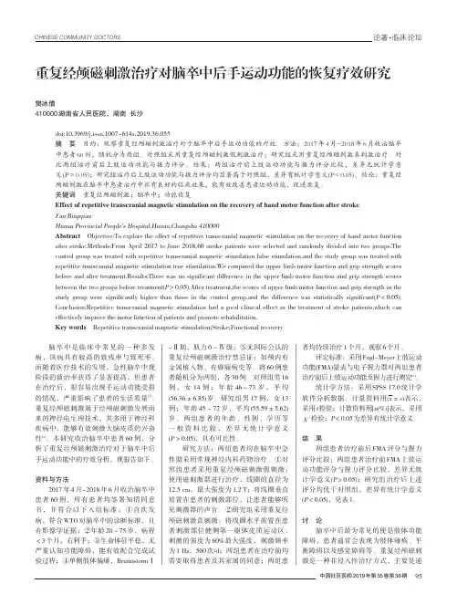 重复经颅磁刺激治疗对脑卒中后手运动功能的恢复疗效研究