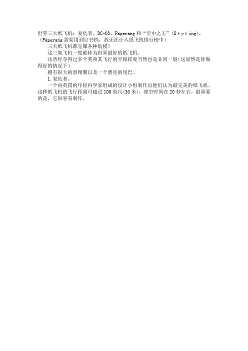 高端纸飞机