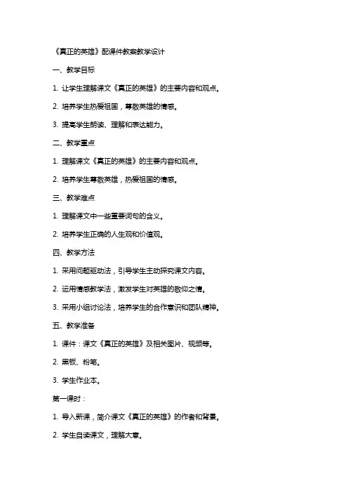 《真正的英雄》配课件教案教案教学设计