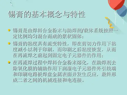 锡膏的基本概念与特性PPT资料优选版