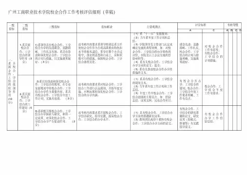 广州工商职业技术学院校企合作工作考核评估细则(草稿)