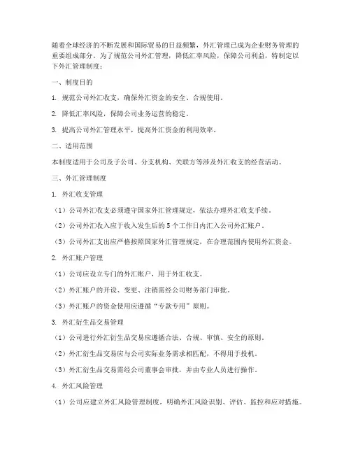 公司制定外汇管理制度