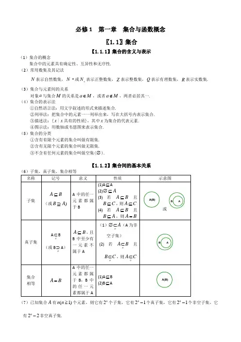 高中数学必修一集合与函数的概念复习资料