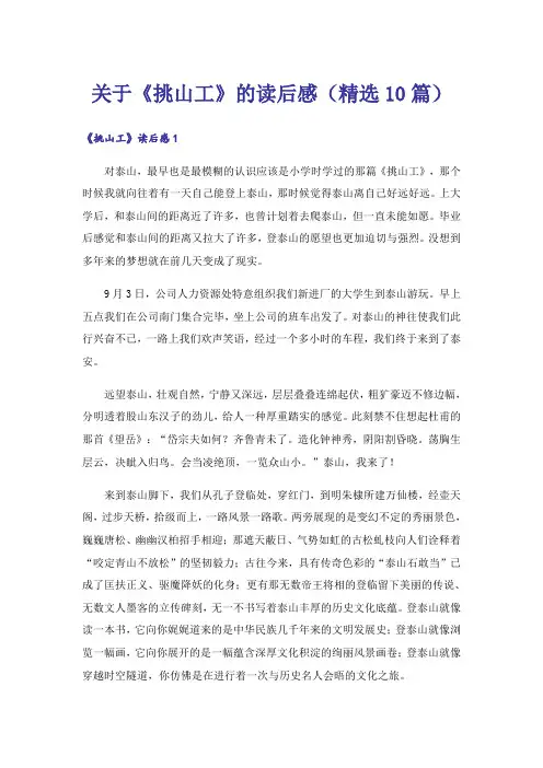 关于《挑山工》的读后感(精选10篇)