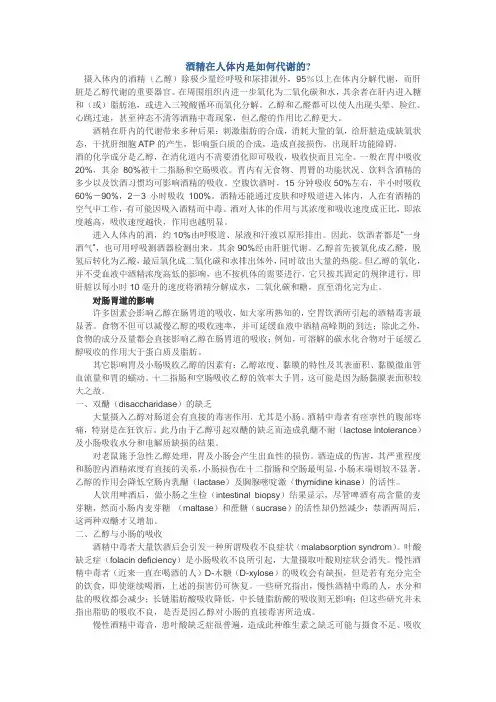 酒精在人体内是如何代谢的