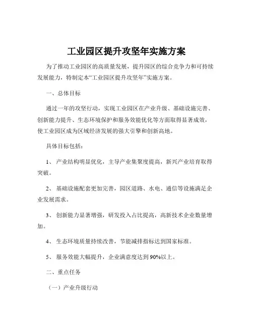 工业园区提升攻坚年实施方案